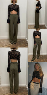 Lace Sheer Mesh Crop Top