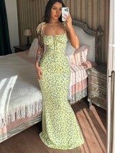 Sleeveless Lace Up Backless Floral Dress 7