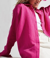 Dinora Button-Up Shirt Rose Red / S Tops & Blouses