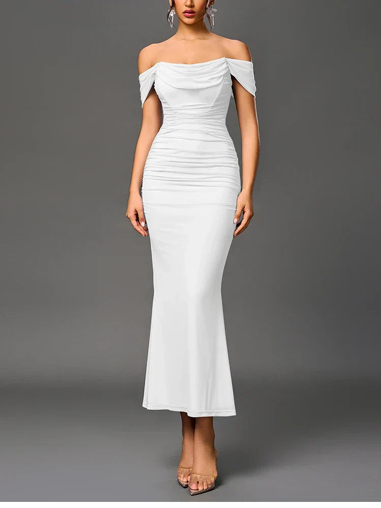 MARIA OFF SHOULDER DRESS White