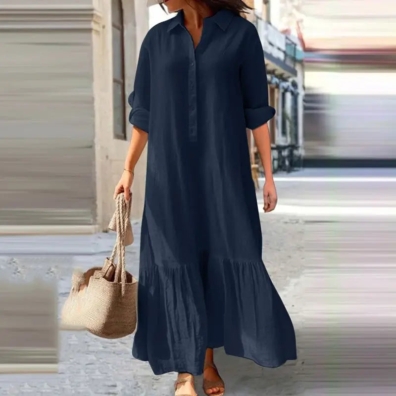 Tamara Exclusive Long Summer Dress with Buttons Chic Silhouette Collection