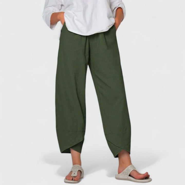 High Waist Relaxed Wide Leg Tulip Hem Pants