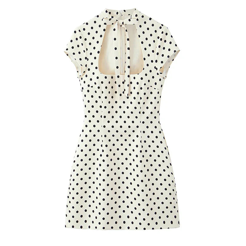 BELLA BOW TIE MINI DRESS Polka Dot