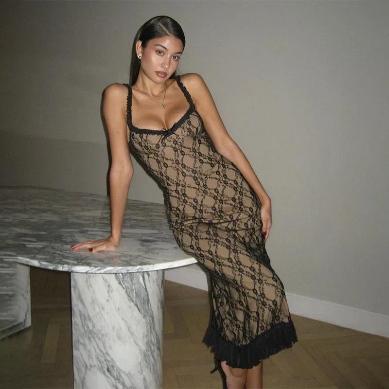Obscure Affection Lace Ruffled Midi Dress 2