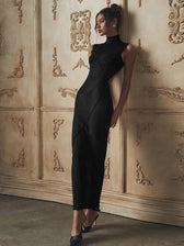 Mesh Sheer Stand Collar Maxi Dress 6