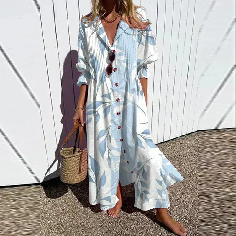 Caitlyn - Bohemian Puff Sleeve Maxi Dress Light Blue (Almost Sold Out)