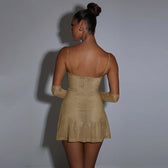 Glitter Party Club Fashion Outfits Spaghetti Strap Sexy Slit Dress