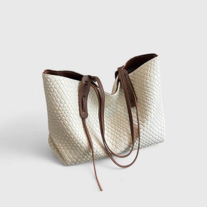 Woven Faux Leather Tote Bag