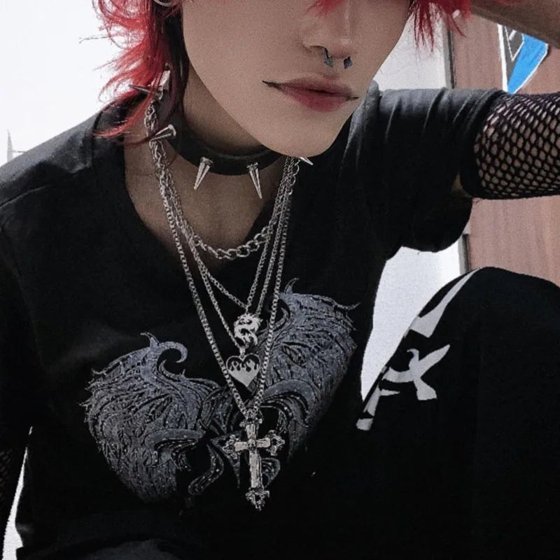 Gothic Star Crop Retro T-shirt