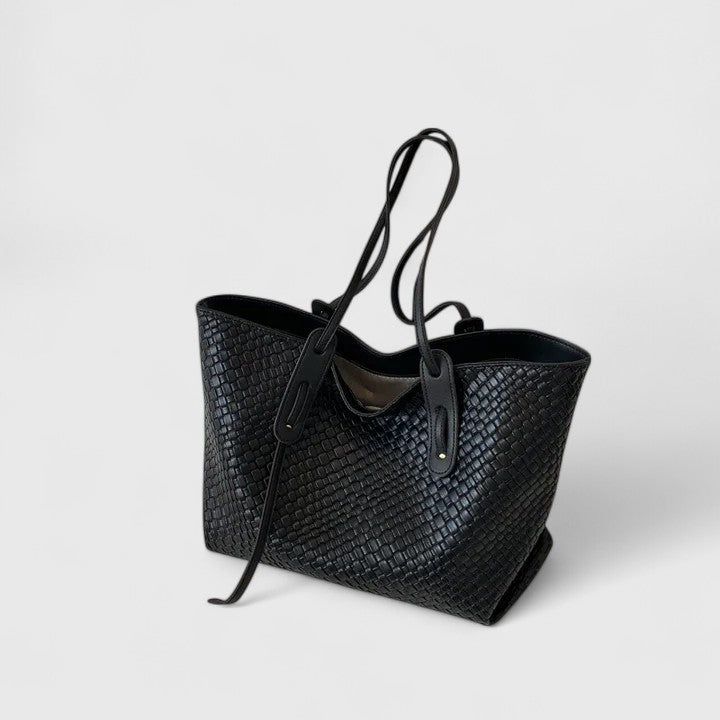 Woven Faux Leather Tote Bag
