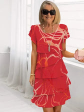 Floral Tiered Short Sleeve Mini Dress 12