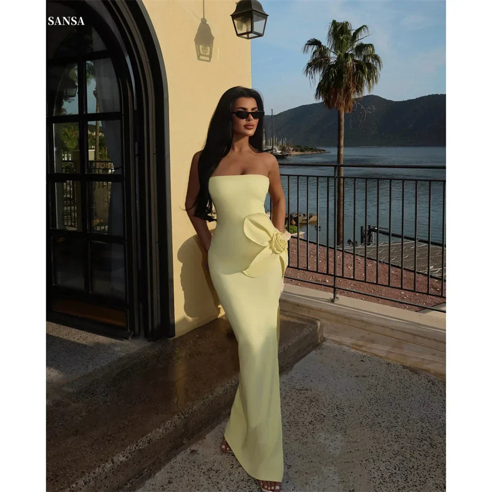 Mermaid Strapless Slit Prom Party Dress 5