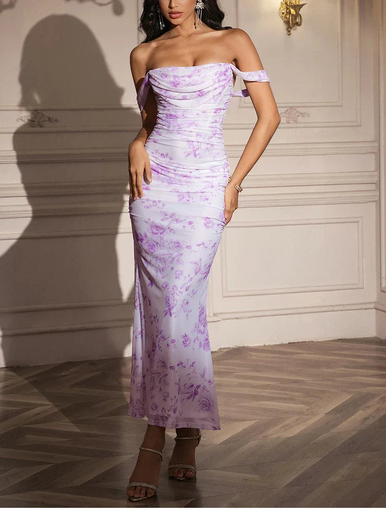 MARIA OFF SHOULDER DRESS Lavender Floral
