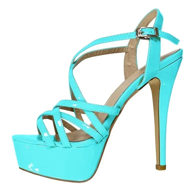 Strappy Peep Toe Platform Stiletto Sandals