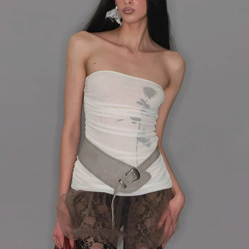 Sexy Lace See Through Mesh Sheer Top