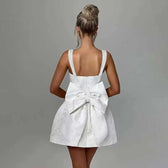Bow Backless Jacquard A Line Mini Dress 26