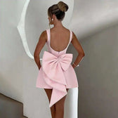 Pearl Bow Waist Wrap Backless Mini Dress 4