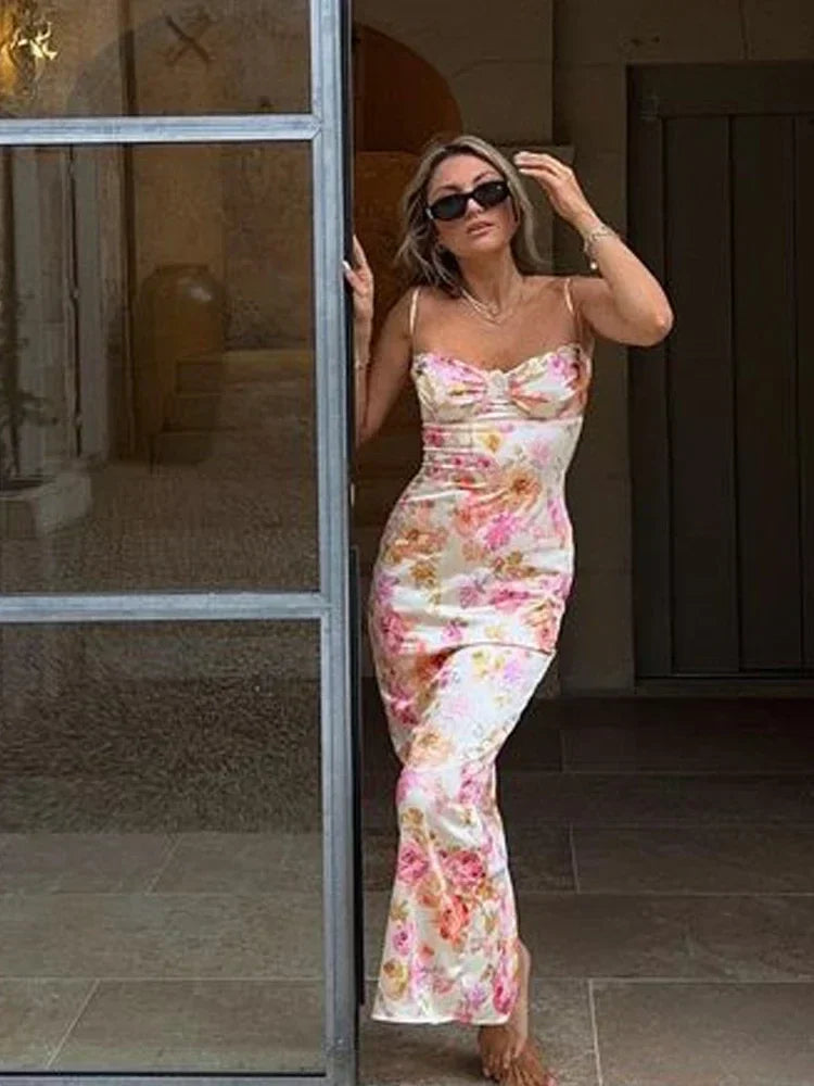 Spaghetti Strap Chic Maxi Floral Dress