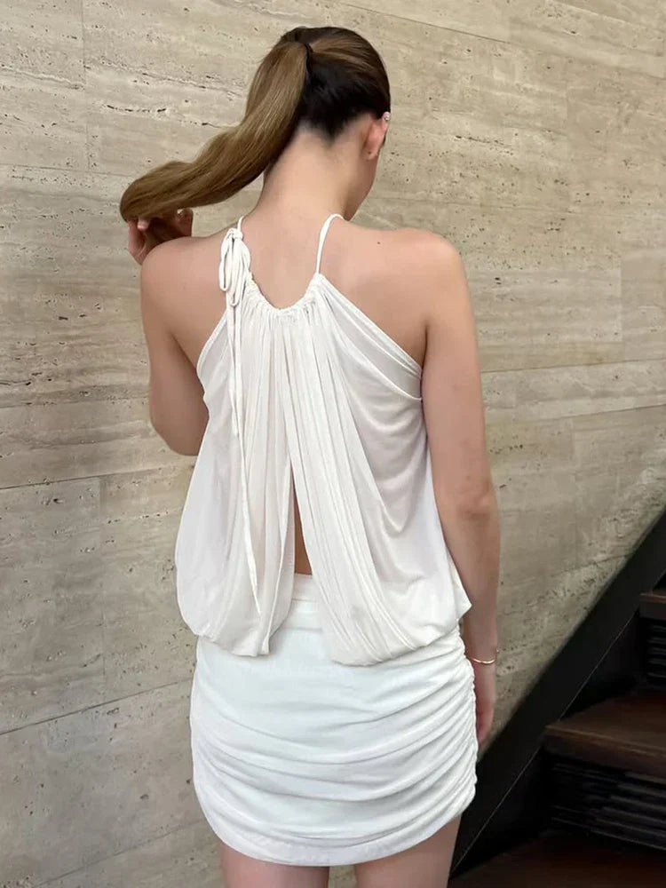 Mesh Ruched Strapless Beach Party Dress 3