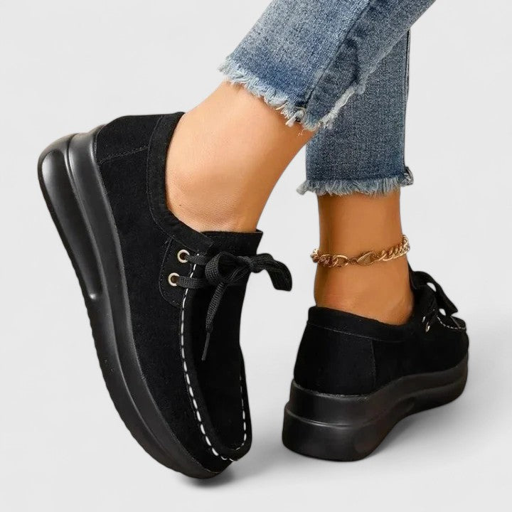 Lace Up Suede Look Platform Moccasin Sneakers