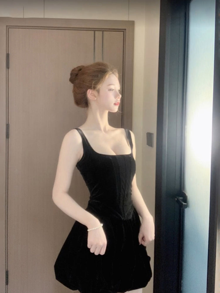 Chic A Line Strapless Black Velvet Party Dress Birthday Dresses Birthday Outfits