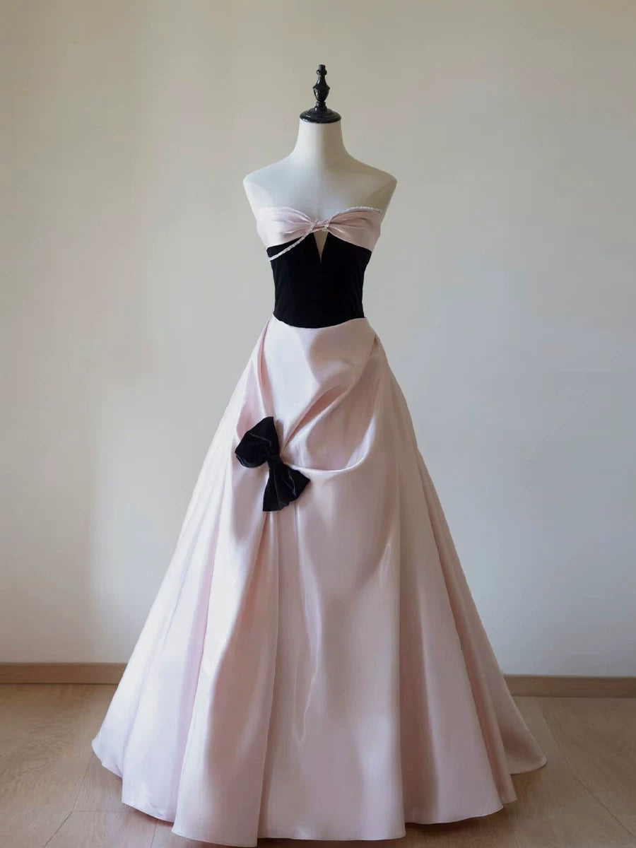 Sexy Ball Gown Sweetheart Neckline Pink Satin Evening Dress Prom Dresses SD2857