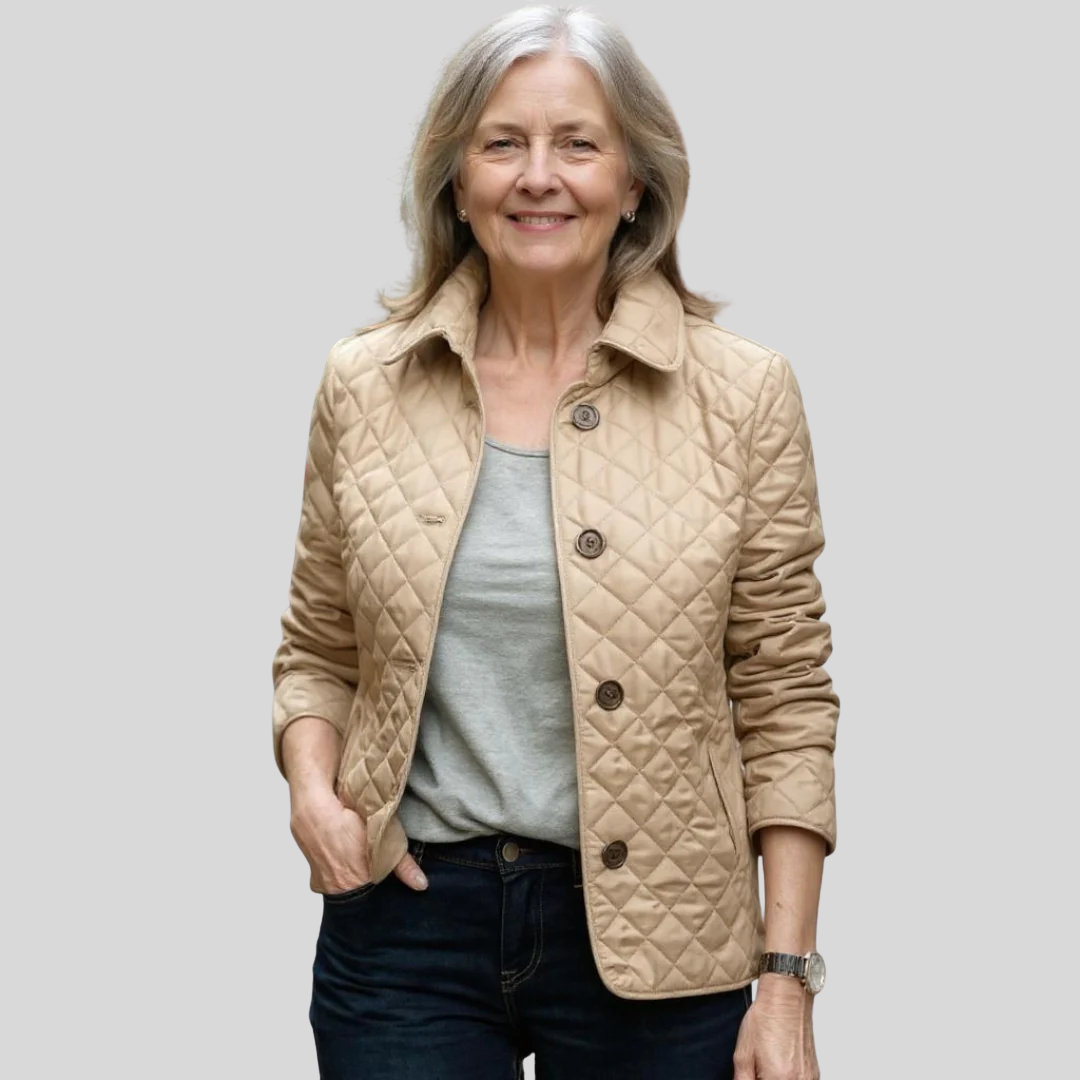 Stand Collar Quilted Button Front Jacket