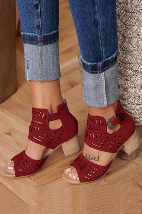Ankle Strap Chunky Low Heel Sandals