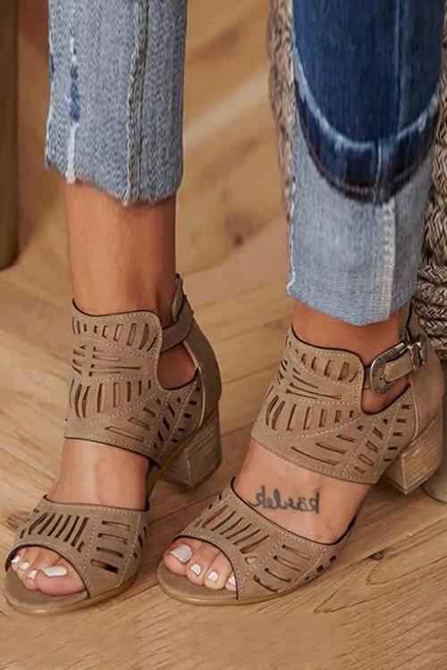 Ankle Strap Chunky Low Heel Sandals