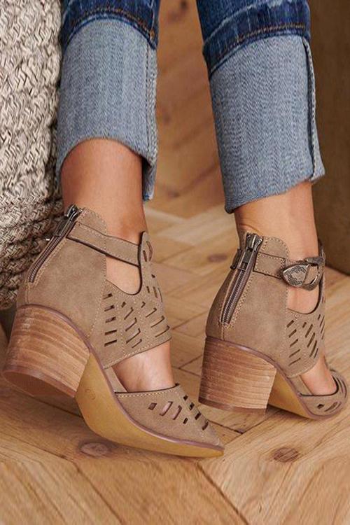 Ankle Strap Chunky Low Heel Sandals
