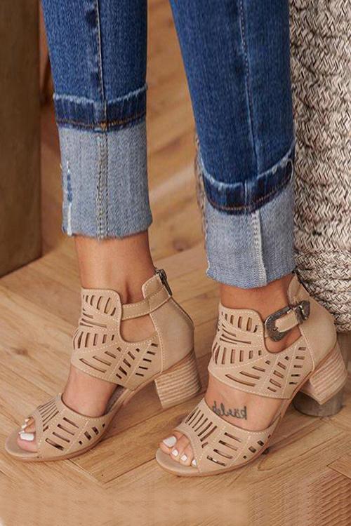 Ankle Strap Chunky Low Heel Sandals