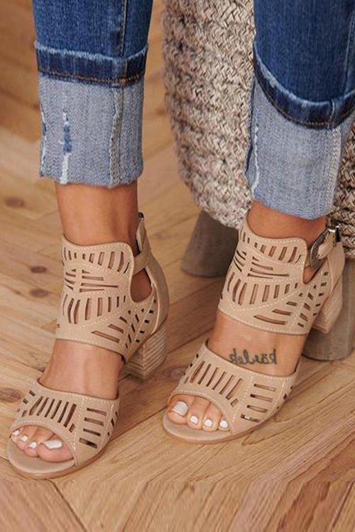 Ankle Strap Chunky Low Heel Sandals