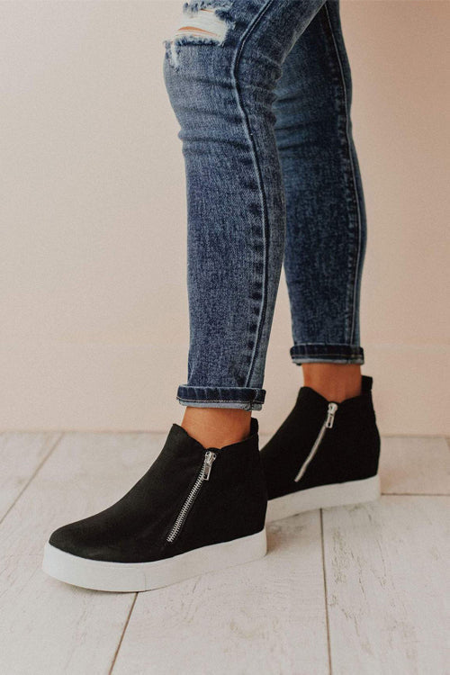 Side Zipper Wedge Sneaker