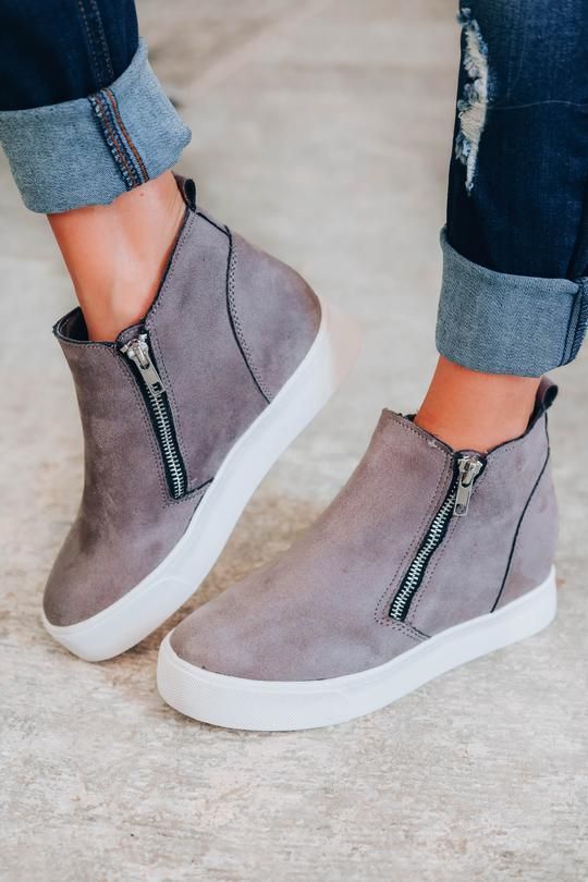 Side Zipper Wedge Sneaker