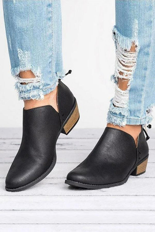 Daily V Chunky Heel Low Ankle Boots