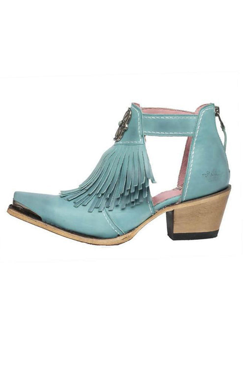 Hollow Tassels Chunky Heels Ankle Boots