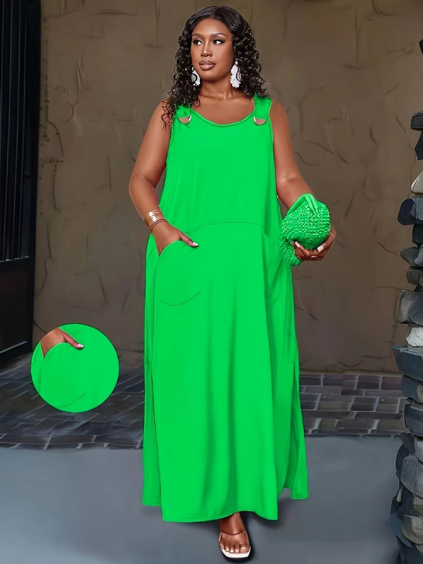 Sleeveless Cut Out Pocket Maxi Dress 2