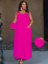 Sleeveless Cut Out Pocket Maxi Dress