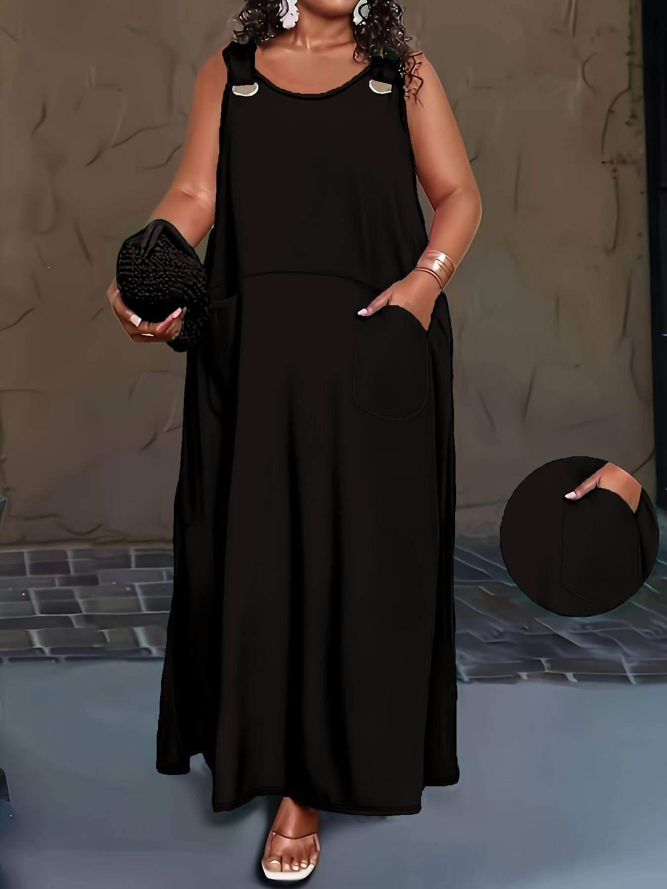 Sleeveless Cut Out Pocket Maxi Dress 5