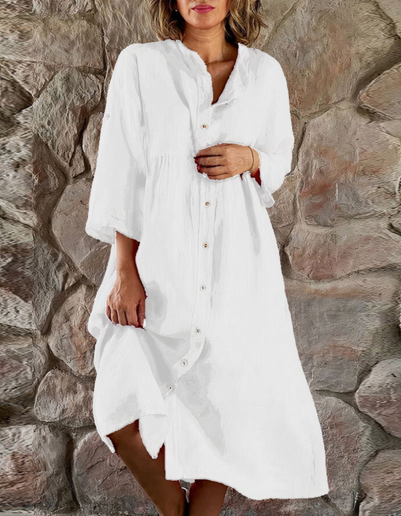 Sandra Statement Cotton and Linen Beach Dress Occasion Edit