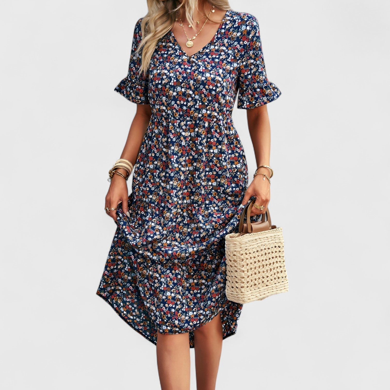 Sandra Elegant Ladies Floral Elegant Dress with Premium Casual Styling