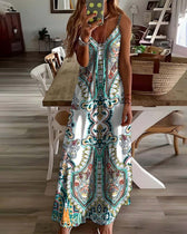 Paisley Print Spaghetti Strap Maxi Dress