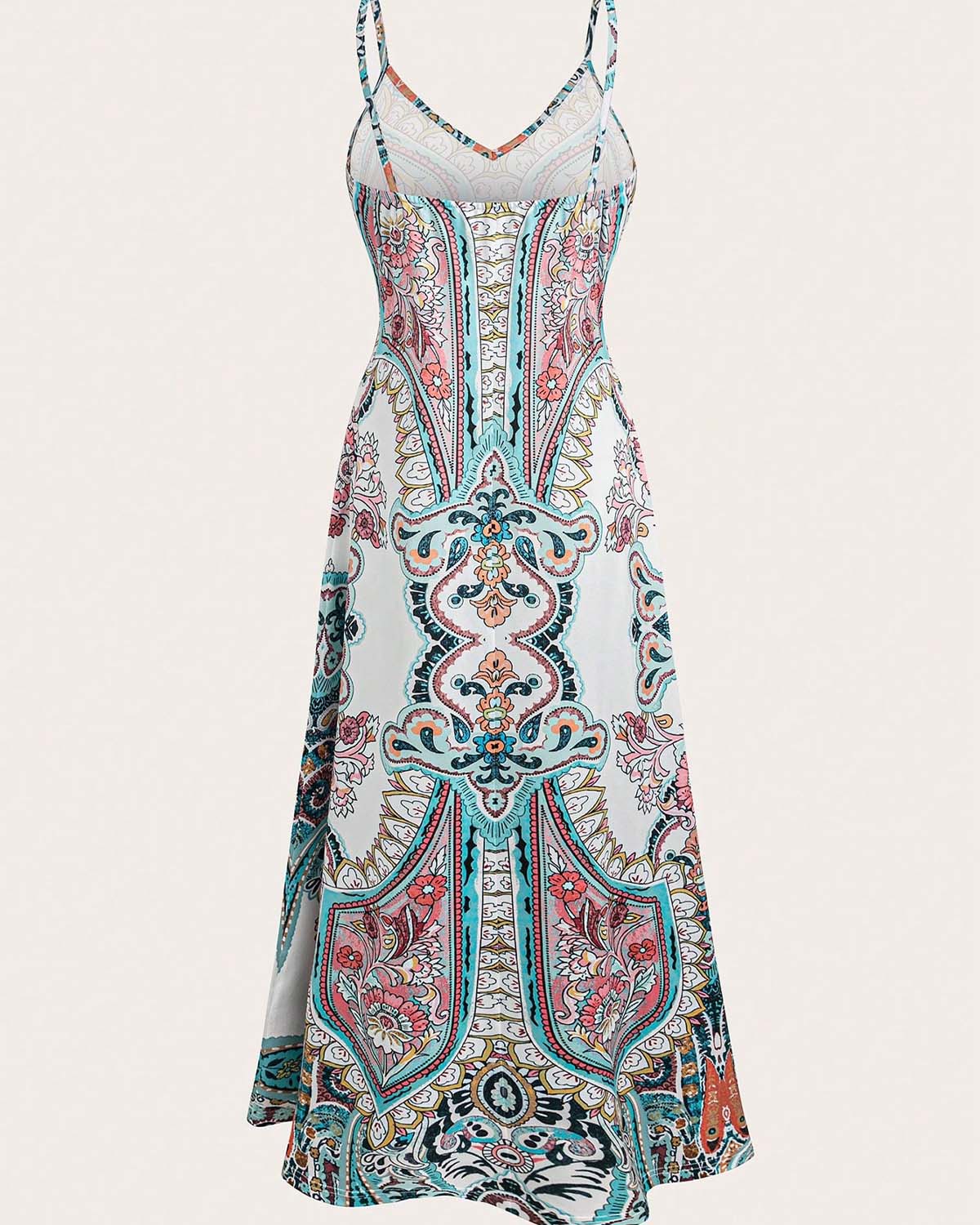 Paisley Print Spaghetti Strap Maxi Dress 5