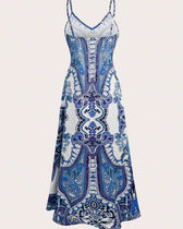 Paisley Print Spaghetti Strap Maxi Dress 11