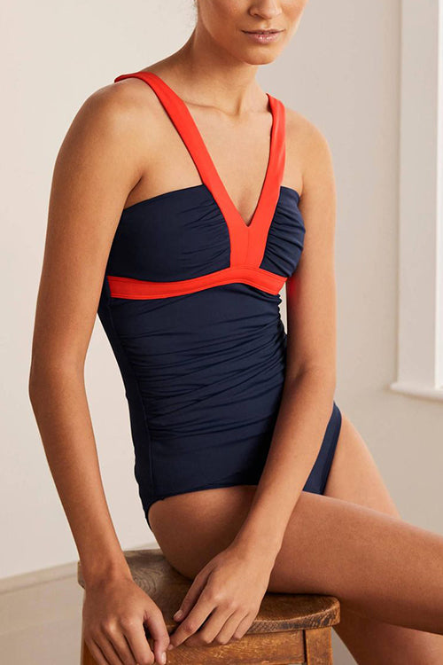 Color Block V Tank Bikini Set