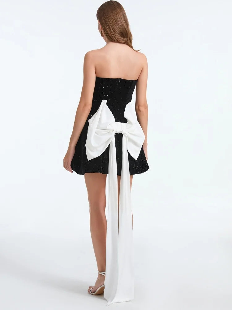 French Bow Strapless Party Dress