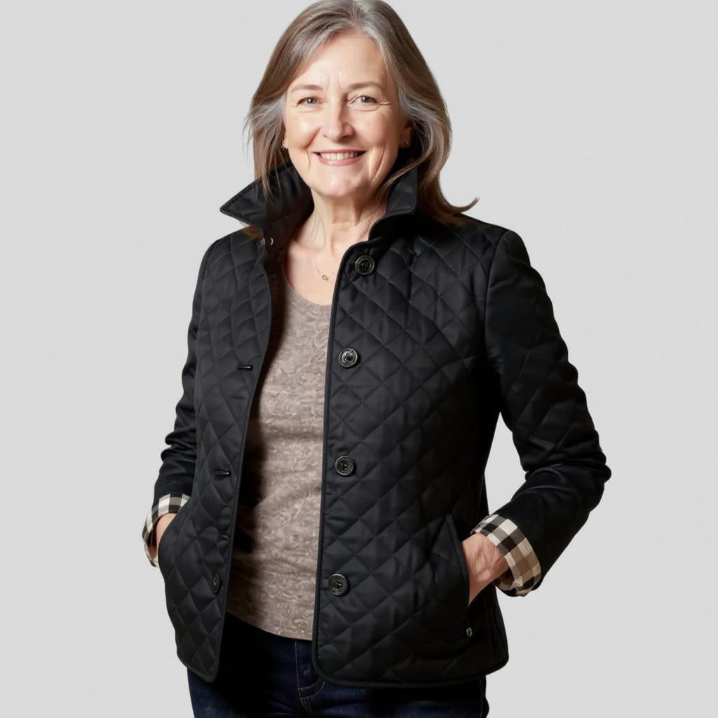 Stand Collar Quilted Button Front Jacket