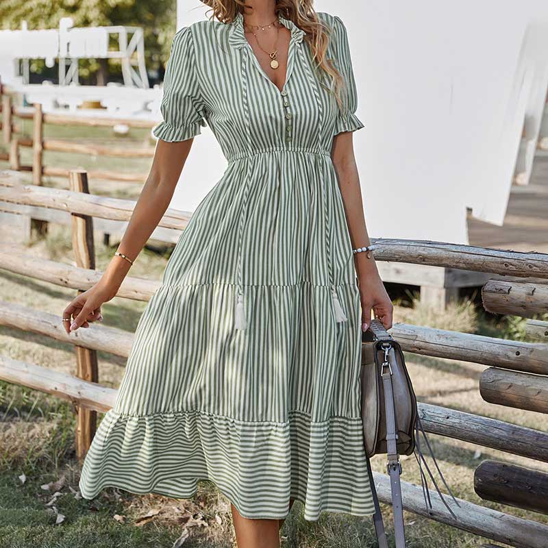 Statement Agata Loose Fitting Striped Midi Dress Premium Wardrobe Essential