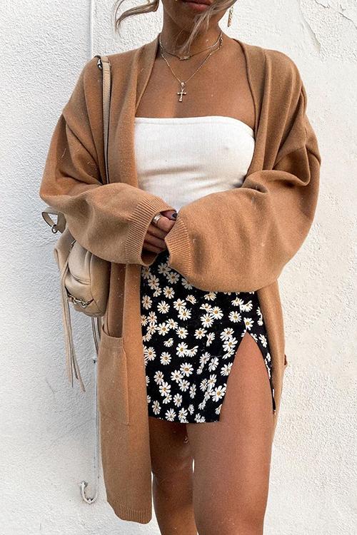 Pocket Knitting Long Coat