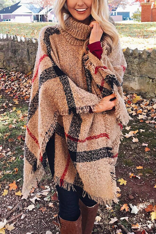 Stripe Tassel Loose High Collar Sweaters